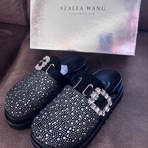 Azalea Wang Black Embellished Mules Size 6.5